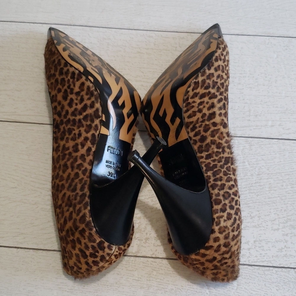 Fendi animal print real hair classic pump stiletto heels 39.5 - Picture 7 of 9